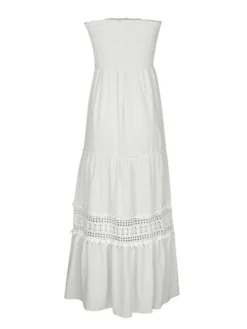 Women's Long Dress Maxi Dress Casual Dress Sheath Dress Swing Dress Pure Color Streetwear Casual Outdoor Holiday Date Ruched Patchwork Sleeveless Strapless Dress Slim Black White Yellow Summer Spring -HANs Plus Size Style Shop ekryrn1683083774219