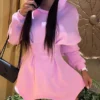 Women's Casual Dress Hoodie Dress Mini Dress Active Vacation Formal Holiday Vacation Hoodie Design Solid Color Slim Black White Pink S M L XL
