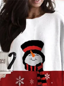 Women‘s Plus Size Christmas Dress Casual Dress Snowman Long Sleeve Winter Fall Casual Festival Mini Dress Going Out Dress -HANs Plus Size Style Shop epyvam1667812004455