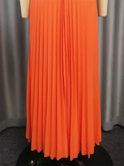 Women's Plus Size Curve Party Dress Work Dress Swing Dress Plain Long Dress Maxi Dress Short Sleeve Pleated Shirt Collar Fashion Party Orange Fall Winter XL XXL 3XL 4XL -HANs Plus Size Style Shop eqpinm1694425993385