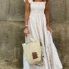 Women's Casual Dress Swing Dress Long Dress Maxi Dress White Sleeveless Plaid Ruffle Spring Summer Square Neck Weekend 2023 S M L XL