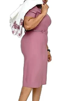 Women‘s Plus Size Curve Work Dress Floral Crew Neck Print 3/4 Length Sleeve Spring Fall Elegant Casual Midi Dress Formal Work Dress