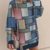 Women's Casual Dress Sweatshirt Dress Mini Dress Warm Fashion Outdoor Vacation Going Out Crew Neck Print Geometric Loose Fit Royal Blue Blue S M L XL XXL