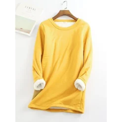Women's Casual Dress Sweatshirt Dress Winter Dress Mini Dress Teddy Fleece Home Daily Going Out Basic Casual Crew Neck Long Sleeve Regular Fit Wine Red Big Red Black Color S M L XL XXL Size -HANs Plus Size Style Shop ewdlie1630984634795