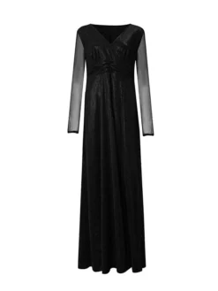 Women's Plus Size Curve Party Dress Sheath Dress Burgundy Dress Solid Color Plain Long Dress Maxi Dress Long Sleeve V Neck Fashion Party Black Wine Fall Winter L XL XXL 3XL 4XL -HANs Plus Size Style Shop eyymzk1695018863098