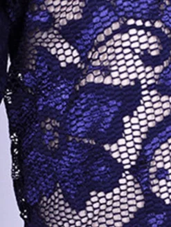 Women‘s Plus Size Curve Party Dress Cocktail Dress Work Dress Midi Dress Black Navy Blue Purple Half Sleeve Floral Lace Summer Spring Fall V Neck Fashion Wedding Guest Vacation Summer Dress 2023 -HANs Plus Size Style Shop ezehkg1690275880856