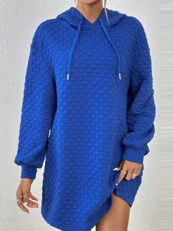 Women's Casual Dress Hoodie Dress Shift Dress Mini Dress Patchwork Daily Date Vacation Active Fashion Hooded Long Sleeve 2023 Loose Fit Blue Color S M L XL XXL Size