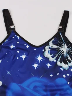 Women's Plus Size Retro 1950s Vintage Dress Midi Dress Daily Holiday Backless Print Floral Spaghetti Strap Sleeveless Regular Fit Spring Fall 2023 Blue XL XXL 3XL 4XL -HANs Plus Size Style Shop fbvpxn1693533788848