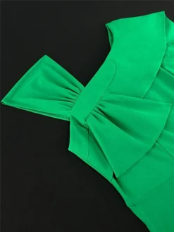 Women‘s Plus Size Curve Party Dress Cocktail Dress Wedding Guest Dress Midi Dress Purple Green Short Sleeve Pure Color Pleated Summer Spring Fall V Neck Fashion Wedding Guest Vacation Summer Dress -HANs Plus Size Style Shop feuyeh1691723462675