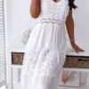 Women's Casual Dress Lace Dress Shift Dress Plain Lace Backless Strap Midi Dress Basic Fashion Outdoor Daily Sleeveless Regular Fit White Spring Summer S M L XL XXL