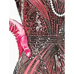 Women's Retro 1920s Sequin Dress Long Dress Maxi Dress Party Halloween Sequins Mesh Geometric V Neck Sleeveless Regular Fit Spring Fall 2023 Black Red XS S M L -HANs Plus Size Style Shop fgwxzc1692616101792