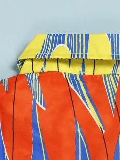 Women's Plus Size Curve Shirt Dress Casual Dress Swing Dress Floral Geometric Midi Dress 3/4 Length Sleeve Plus High Low Print Shirt Collar Fashion Daily White Yellow Fall Winter L XL XXL 3XL -HANs Plus Size Style Shop fhytzj1694594686866