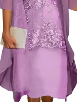 Women‘s Plus Size Curve Casual Dress Floral Crew Neck Lace Half Sleeve Spring Fall Casual Midi Dress Daily Holiday Dress -HANs Plus Size Style Shop fjakzv1663299472088