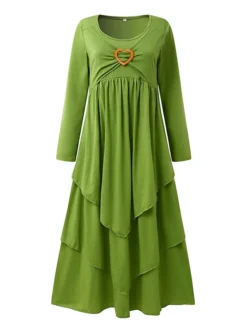 Women's Casual Dress Swing Dress Midi Dress Green Light Grey Dark Gray Long Sleeve Pure Color Ruched Winter Fall Spring U Neck Fashion Vacation 2023 S M L XL XXL 3XL -HANs Plus Size Style Shop fkeuiz1685684642613