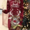 Women's Casual Dress Sweatshirt Dress Mini Dress Warm Fashion Outdoor Christmas Vacation Crew Neck Print Deer Loose Fit Red S M L XL XXL