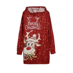 Women‘s Christmas Hoodie Dress Winter DressShort Mini Dress Red Black Long Sleeve Elk Tree Pocket Fall Winter Hooded Stylish Modern Loose Fit 2022 S M L XL XXL 3XL -HANs Plus Size Style Shop fleqes1663726322743