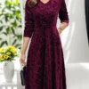 Women's Christmas Dress Casual Dress Velvet Dress Midi Dress Pocket Outdoor Christmas Street Fashion Elegant V Neck Long Sleeve 2023 Loose Fit Black Wine Blue Color XL XXL 3XL 4XL 5XL Size
