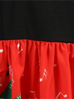 Women's Christmas Knee Length Dress Blue Purple Wine Gray Green Black Red Light Blue Long Sleeve Print Bow Print Fall Winter Round Neck Casual Vintage2021 S M L XL XXL -HANs Plus Size Style Shop fpajhl1629971946347