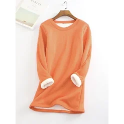 Women's Casual Dress Sweatshirt Dress Winter Dress Mini Dress Teddy Fleece Home Daily Going Out Basic Casual Crew Neck Long Sleeve Regular Fit Wine Red Big Red Black Color S M L XL XXL Size -HANs Plus Size Style Shop frikwc1631010397265