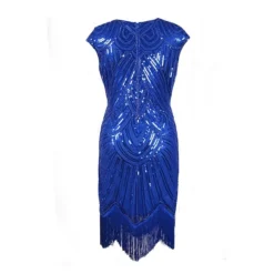 Women's Retro 1920s Fringe Dress Midi Dress Party Holiday Sequins Tassel Fringe Geometric Crewneck Short Sleeve Regular Fit Spring Fall 2023 Silver Black XS S M L -HANs Plus Size Style Shop ftoqnx1692674888939