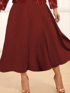 Women's Plus Size Curve Casual Dress Winter Dress Dress Set Floral Mini Dress Long Sleeve Crew Neck Fashion Christmas Wine Fall Winter L XL XXL 3XL 4XL -HANs Plus Size Style Shop fxlktg1697689377069