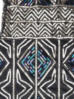 Women's Retro 1920s Fringe Dress Midi Dress Party Halloween Sequins Tassel Fringe Geometric Crewneck Short Sleeve Regular Fit Spring Fall 2023 Red Blue S M L XL -HANs Plus Size Style Shop fxnjlr1693206891905