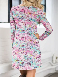 Women's Casual Dress Christmas Dress Sweatshirt Dress Butterfly Ugly Christmas Print Crew Neck Mini Dress Fashion Streetwear Christmas Street Long Sleeve Regular Fit Pink Red Fuchsia Fall Winter S M -HANs Plus Size Style Shop gedcjl1695888563059