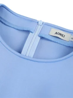 Women's Plus Size Curve Party Dress Work Dress Bodycon Plain Midi Dress Long Sleeve Ruffle Mesh Crew Neck Fashion Party Sky Blue Fall Winter XL XXL 3XL 4XL -HANs Plus Size Style Shop gfycta1694425965646