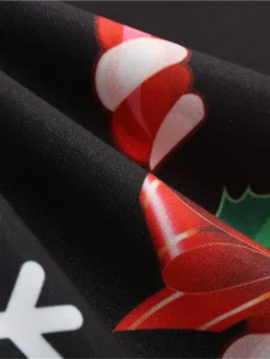 Women's Christmas Knee Length Dress Wine Green Orange Black Red Brown Navy Blue Long Sleeve Print Bow Print Fall Winter V Neck Casual Vintage2021 S M L XL XXL 3XL -HANs Plus Size Style Shop ggumax1629971426734