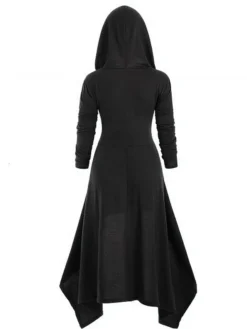 Women‘s Halloween Dress Casual Dress Hoodie Dress Midi Dress Gothic Basic Outdoor Vacation V Neck Pure Color Solid Color Regular Fit Black Red S M L XL XXL -HANs Plus Size Style Shop ggycco1692244560148