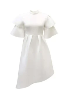 Women‘s Plus Size Curve Party Dress Solid Color Crew Neck Half Sleeve Spring Fall Elegant Modern Maxi Long Dress Formal Party Dress -HANs Plus Size Style Shop gickho1669704982649