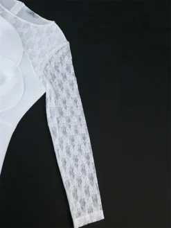 Women's Plus Size Curve Party Dress Lace Dress Bodycon Plain Midi Dress Long Sleeve Lace Bow Crew Neck Fashion Party White Fall Winter XL XXL 3XL 4XL -HANs Plus Size Style Shop gkluhh1694165783153