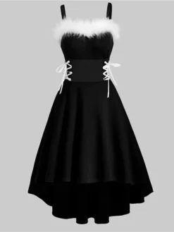 Women's Christmas Swing Dress Slip Dress Vintage Dress Midi Dress Green Black Wine Sleeveless Pure Color Backless Winter Fall Autumn Spaghetti Strap Fashion Daily Date 2022 S M L XL XXL 3XL -HANs Plus Size Style Shop gkpaer1667815069866