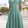 Women's Casual Dress Summer Dress Midi Dress Lace Patchwork Daily Date Going Out Fashion Modern V Neck Short Sleeve 2023 Regular Fit Green Color S M L XL XXL Size