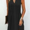 Women's Casual Dress Tank Dress Summer Dress Mini Dress Ruched Street Daily Date Basic Modern V Neck Sleeveless 2023 Regular Fit Black White Blue Color S M L XL XXL Size