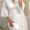 Women's Casual Dress White Dress Summer Dress Mini Dress Eyelet Daily Holiday Date Fashion Modern V Neck Sleeveless 2023 Regular Fit White Ivory Color S M L XL XXL Size