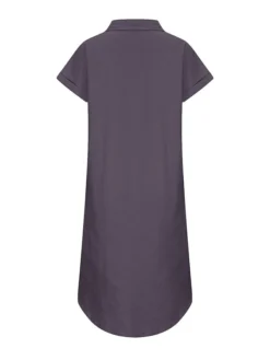 Women's Casual Dress Denim Shirt Dress Midi Dress Denim Fashion Casual Outdoor Daily Vacation Shirt Collar Button Pocket Short Sleeve Summer Spring Fall 2023 Loose Fit Navy Blue Blue Sky Blue Plain S -HANs Plus Size Style Shop gorbql1675073411360