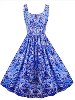 Women's Christmas Knee Length Dress Purple Black Red Navy Blue Light Blue Sleeveless Print Bow Print Fall Winter V Neck Casual Vintage2021 S M L XL XXL -HANs Plus Size Style Shop grawda1630043271094