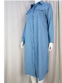 Women's Denim Dress Casual Dress Shift Dress Maxi Long Dress Cotton Denim Casual Mature Outdoor Winter Dress Daily Shirt Collar Button Pocket Long Sleeve Summer Spring Fall 2023 Loose Fit Black Dark -HANs Plus Size Style Shop grhgus1697201541069