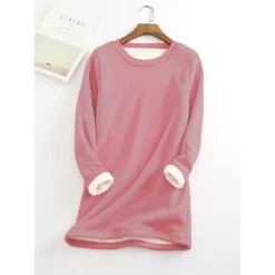 Women's Casual Dress Sweatshirt Dress Winter Dress Mini Dress Teddy Fleece Home Daily Going Out Basic Casual Crew Neck Long Sleeve Regular Fit Wine Red Big Red Black Color S M L XL XXL Size -HANs Plus Size Style Shop gskxwf1631010404310