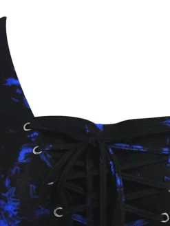 Women‘s Plus Size Curve Party Dress Tie Dye Square Neck Print Long Sleeve Winter Fall Vintage Modern Festival Midi Dress Party Vacation Dress -HANs Plus Size Style Shop gslmei1630060444595