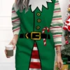 Women's Christmas Casual Dress Sweatshirt Dress Mini Dress Warm Fashion Outdoor Vacation Crew Neck Print Santa Claus Loose Fit ArmyGreen Light Green Wine S M L XL XXL