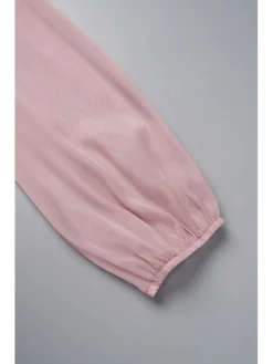 Women's Chiffon Dress Knee Length Dress Pink Gray Long Sleeve Solid Color Ruffle Summer Spring V Neck Casual Winter Dress Fall Dress 2023 S M L XL XXL -HANs Plus Size Style Shop gyohxx1693295847162