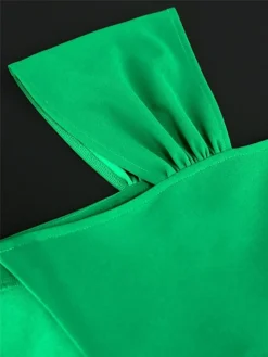 Women‘s Plus Size Curve Party Dress Cocktail Dress Wedding Guest Dress Midi Dress Purple Green Short Sleeve Pure Color Pleated Summer Spring Fall V Neck Fashion Wedding Guest Vacation Summer Dress -HANs Plus Size Style Shop gyooaa1691723461725