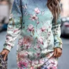 Women's Casual Dress Sweatshirt Dress Winter Dress Floral Print Crew Neck Mini Dress Fashion Streetwear Outdoor Daily Long Sleeve Loose Fit Blue Fall Winter S M L XL XXL