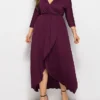 Women's Plus Size Work Dress Black Dress A Line Dress Fashion Long Dress Maxi Dress Ruched V Neck Long Sleeve Plain Loose Fit Black Wine Dark Green Fall XL XXL 3XL 4XL