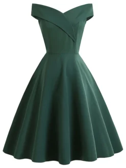 Women's Vintage Tea Dresses Homecoming Dress Cocktail Dress Mini Dress Black Wine Navy Blue Sleeveless Pure Color Backless Summer Spring Fall Off Shoulder 1950s Party Wedding Guest 2023