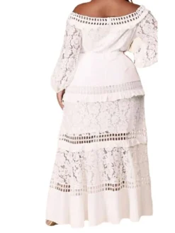 Women‘s Plus Size Curve Flattering Dresses Elegant Apple Shaped Dress Wedding Guest Party Dress Print Off Shoulder Ruffle Long Sleeve Spring Fall Prom Dress Maxi Long Dress Party Going Out Dress Lace -HANs Plus Size Style Shop hhletu1659508711150