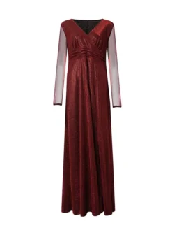 Women's Plus Size Curve Party Dress Sheath Dress Burgundy Dress Solid Color Plain Long Dress Maxi Dress Long Sleeve V Neck Fashion Party Black Wine Fall Winter L XL XXL 3XL 4XL -HANs Plus Size Style Shop highmr1695018859784