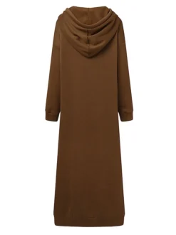 Women's Casual Dress Hoodie Dress Shift Dress Long Dress Maxi Dress Pocket Outdoor Street Daily Active Fashion Hooded Long Sleeve 2023 Loose Fit Black Brown Gray Color S M L XL XXL Size -HANs Plus Size Style Shop hjswdp1692776288369